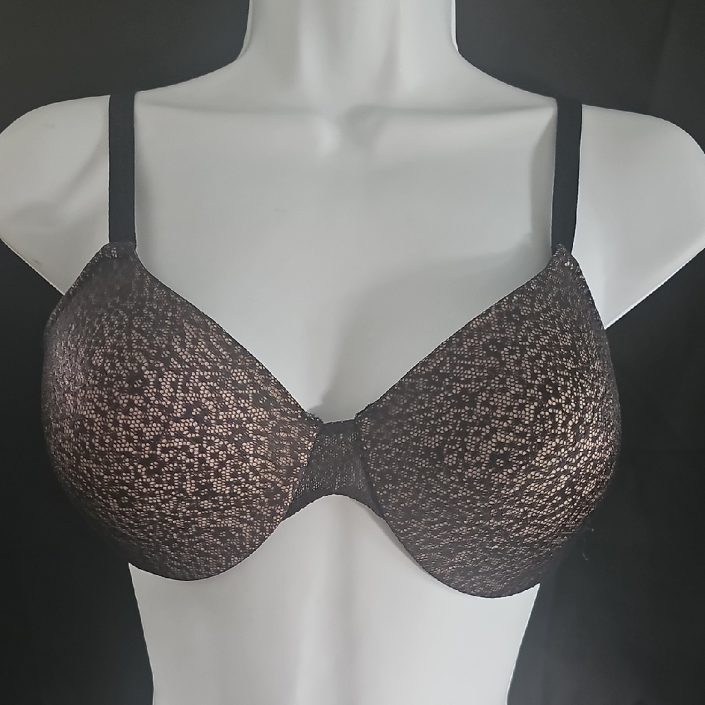 HANES/BALI Black Bra w/Nude Cup Women's Bra sz 36B